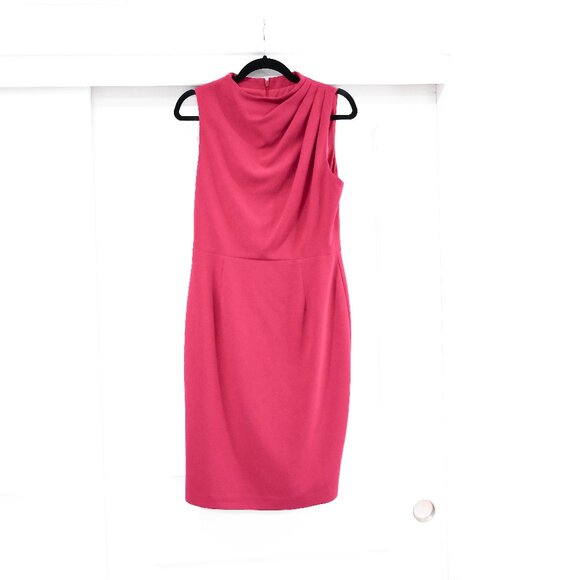 Black Halo Size 8 Pink Fuchsia Corrine Draped Cowl Neck Sheath Dress - Picture 1 of 9